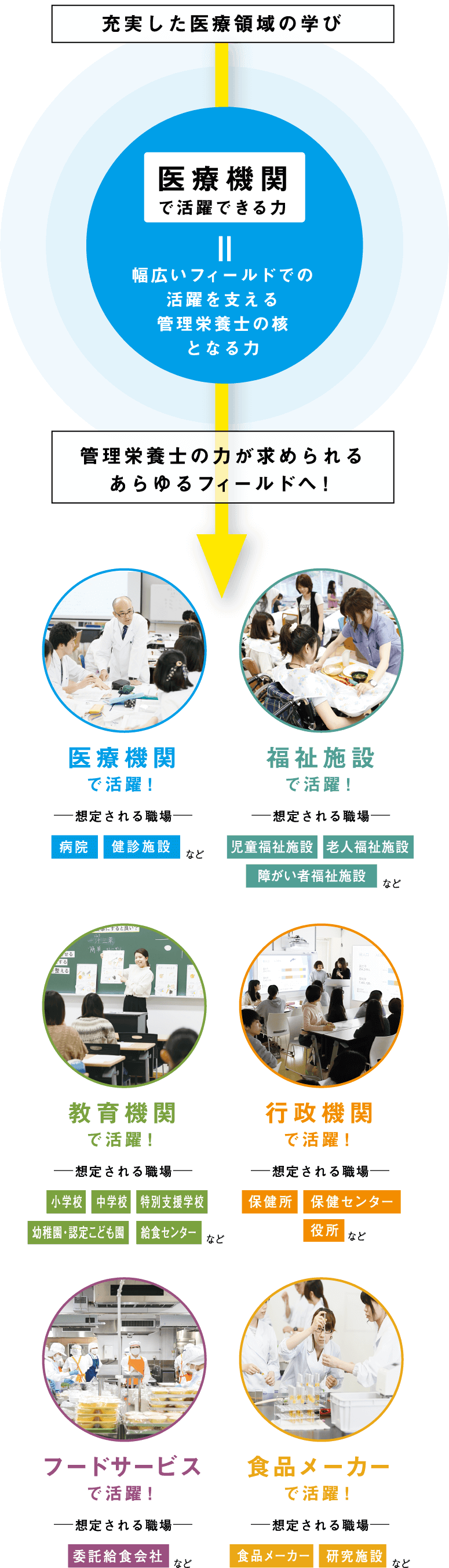 充実した医療領域の学び 管理栄養士の力が求められるあらゆるフィールドへ！